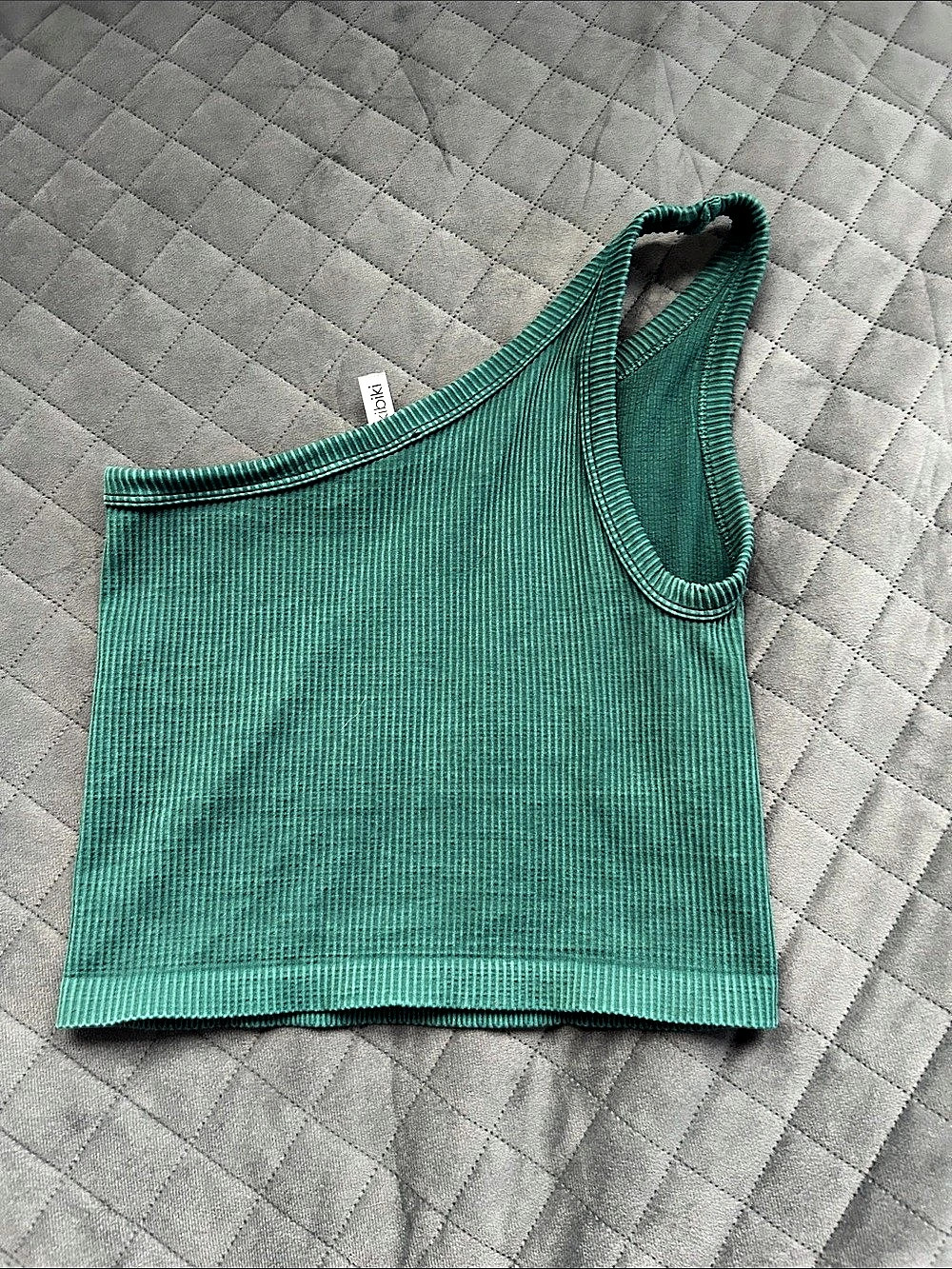 NikiBiki Ribbed One Shoulder Crop Top Green